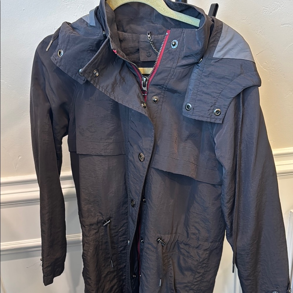 Stylish Gray Hooded Rain Jacket